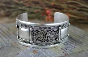 Silver Plated Filagree Block Bracelet