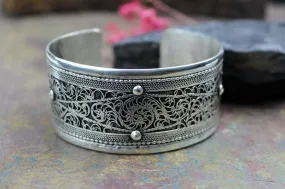 Silver Plated Filigree Cuff Bracelet