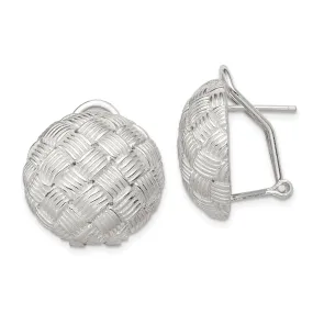 Silver Round Basket Woven Omega Back Earrings