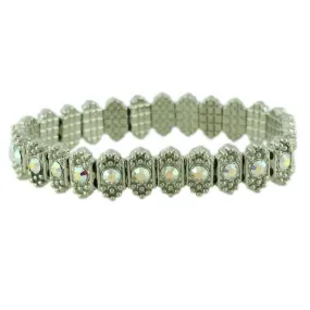 Silver-tone Aurora Borealis Crystal Stretch Bracelet - BGR401AB