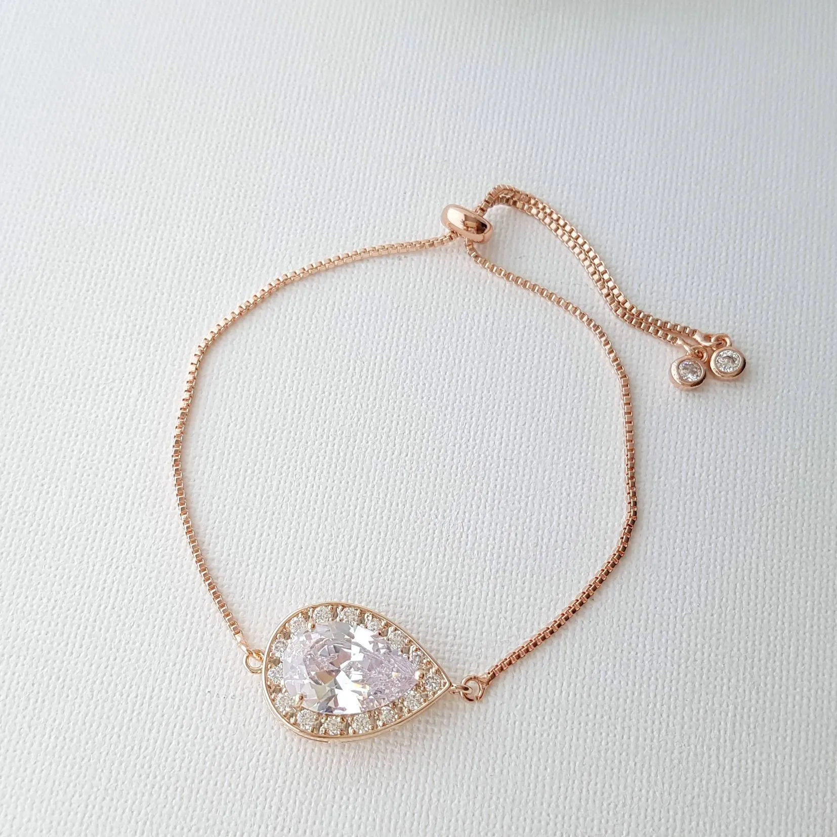 Simple Silver Bridesmaid Bracelet in Cubic Zirconia- Evelyn