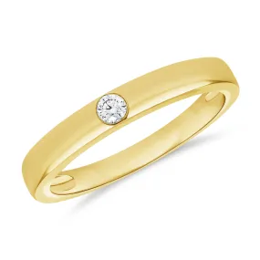 Single Stone Solitaire White Brilliant Diamond Band set in 14kt Gold