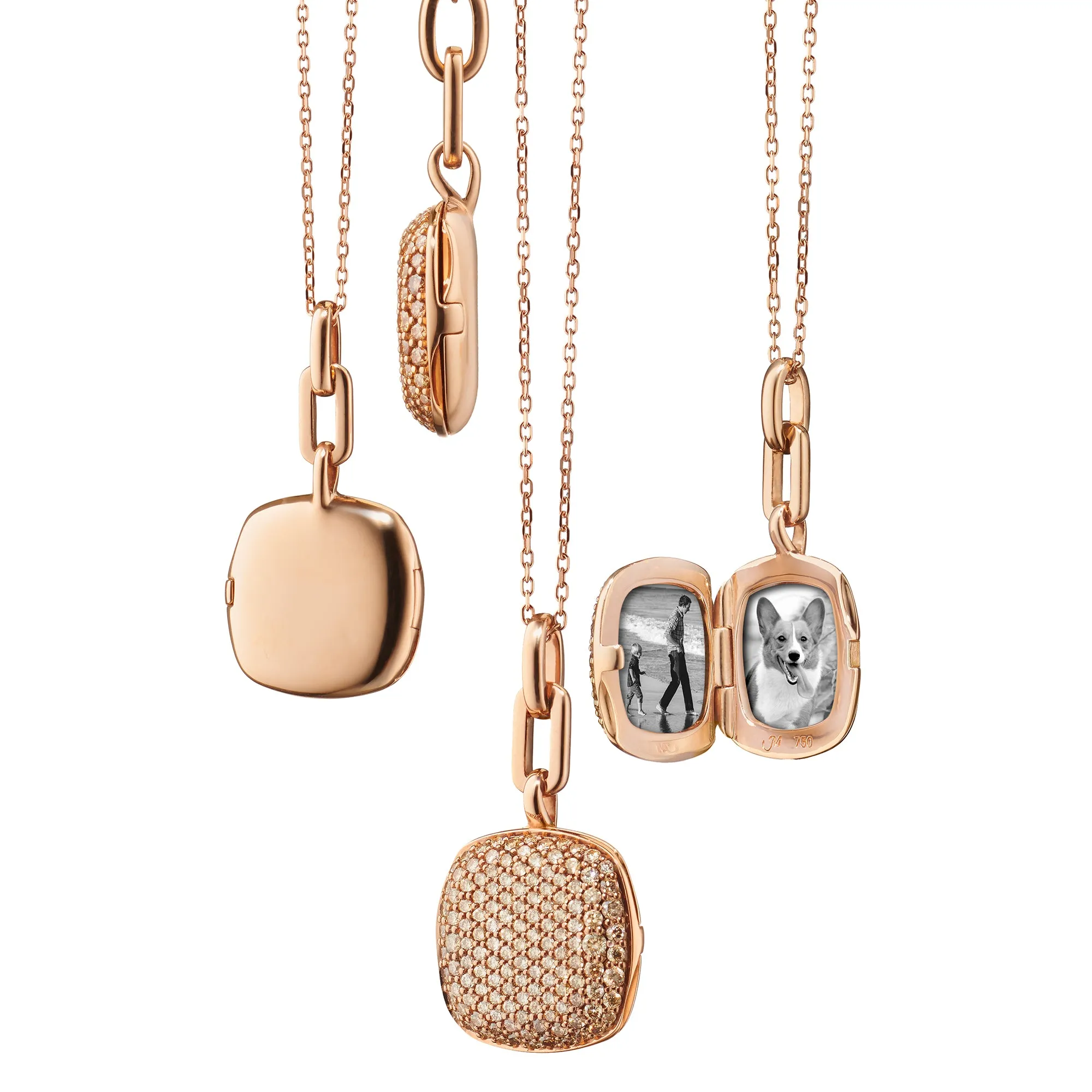 Slim "Rae" Locket Necklace with Cognac Diamonds