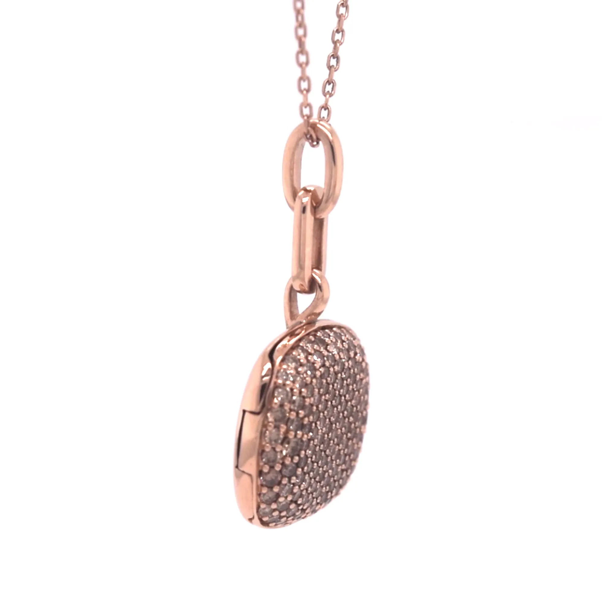 Slim "Rae" Locket Necklace with Cognac Diamonds