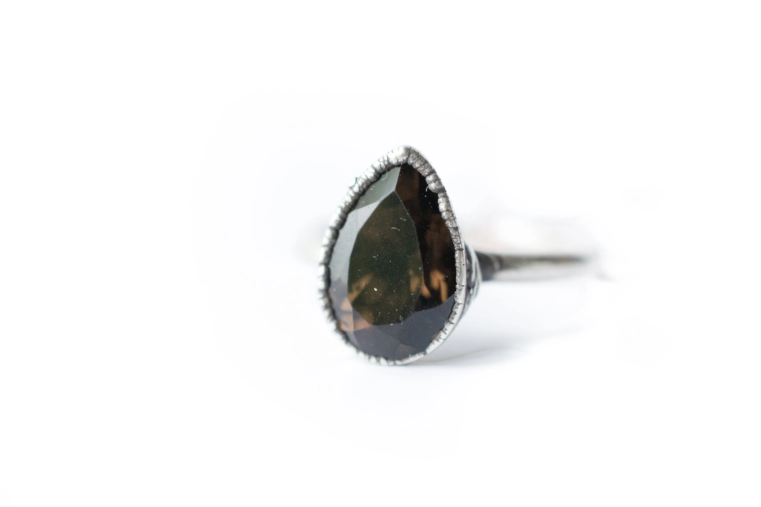 Smokey Quartz ring | Organic stone stacking ring