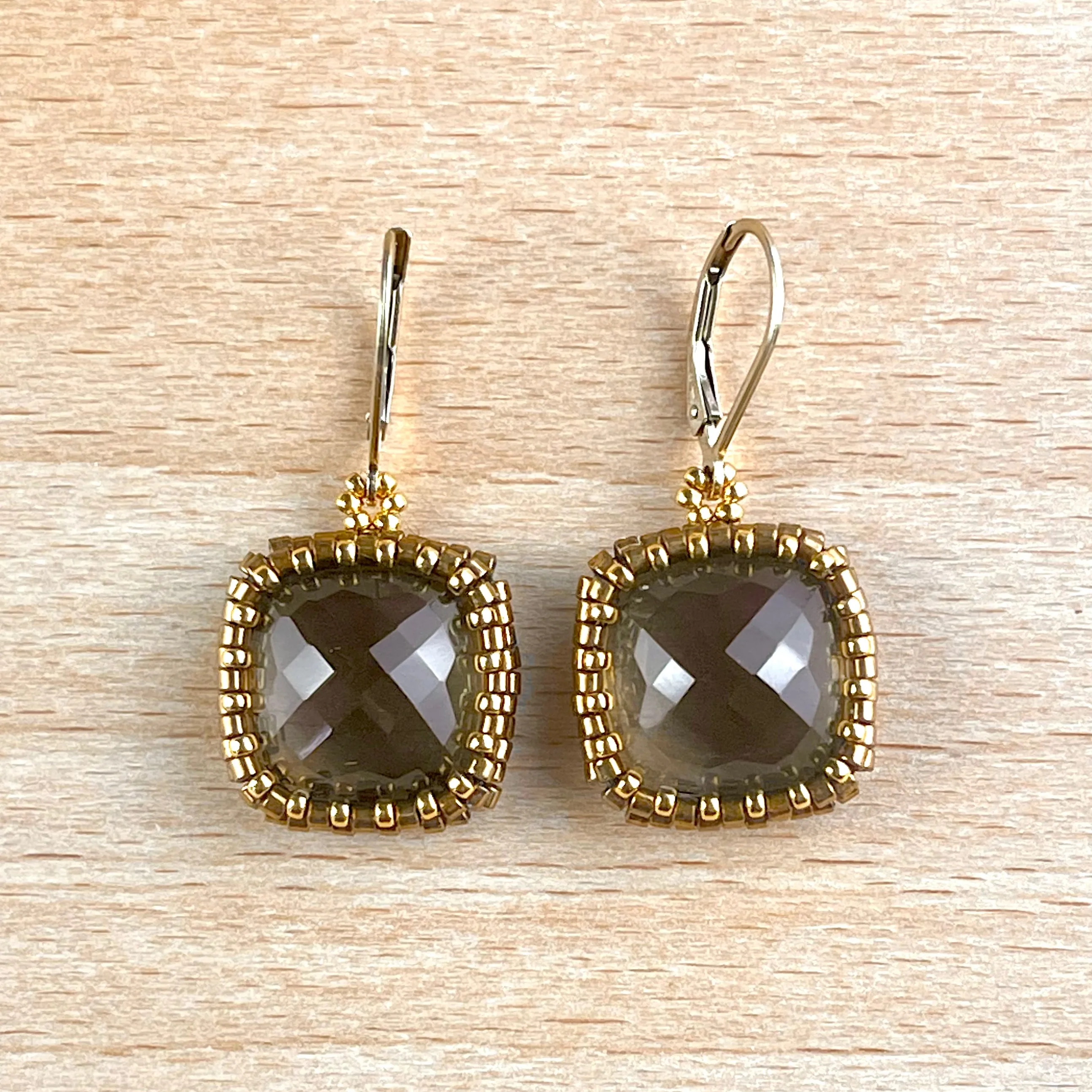 Smokey Quartz Squared Earrings