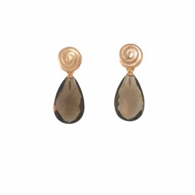 Snail Faceted Smoky Quartz 24K Gold Vermeil Earrings