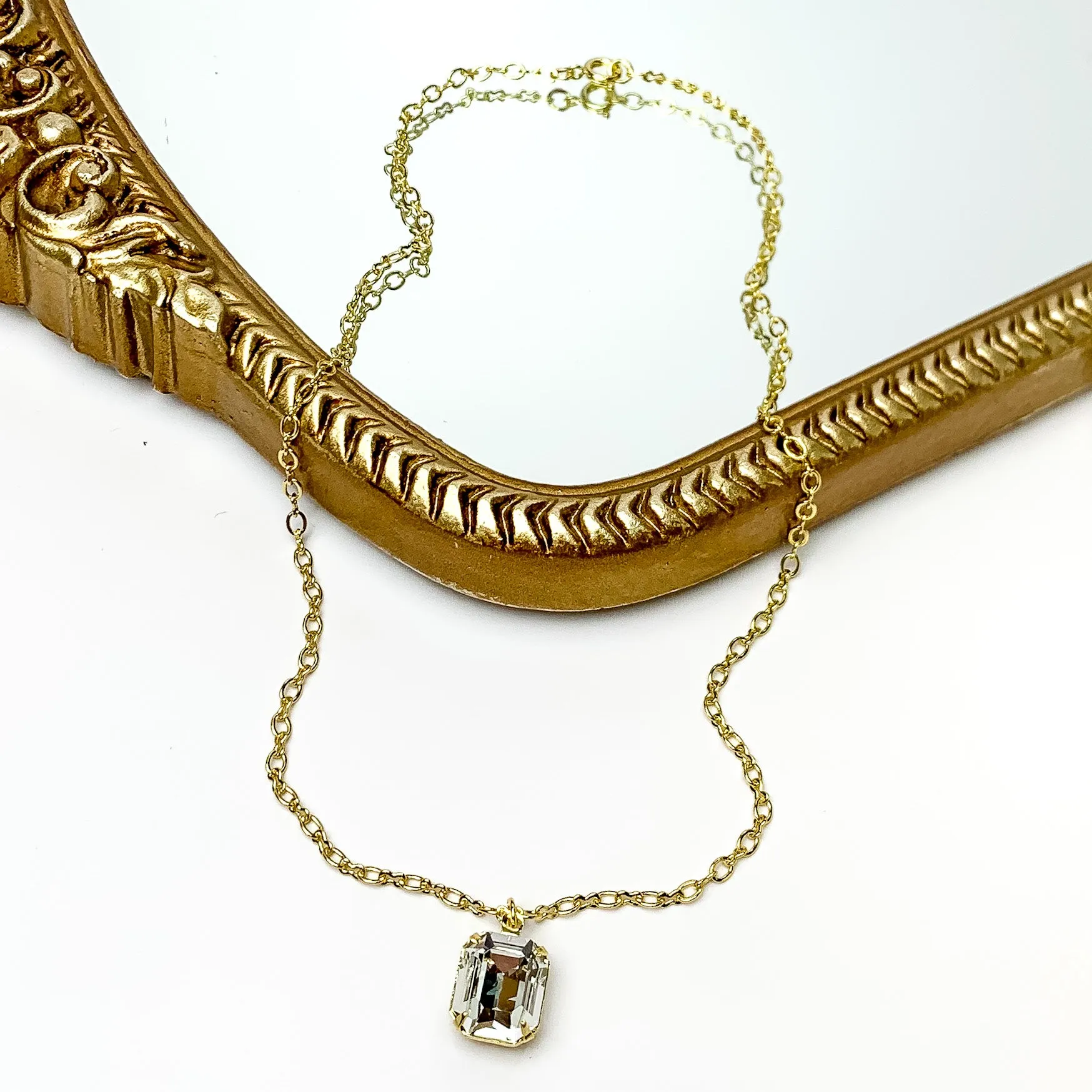 Sorrelli | Emmy Pendant Necklace in Bright Gold Tone and Clear Crystal