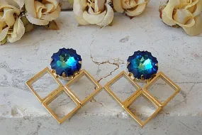 Square blue earrings