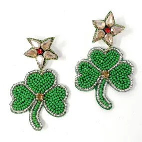 St. Patrick's Day Shamrock Beaded Earrings