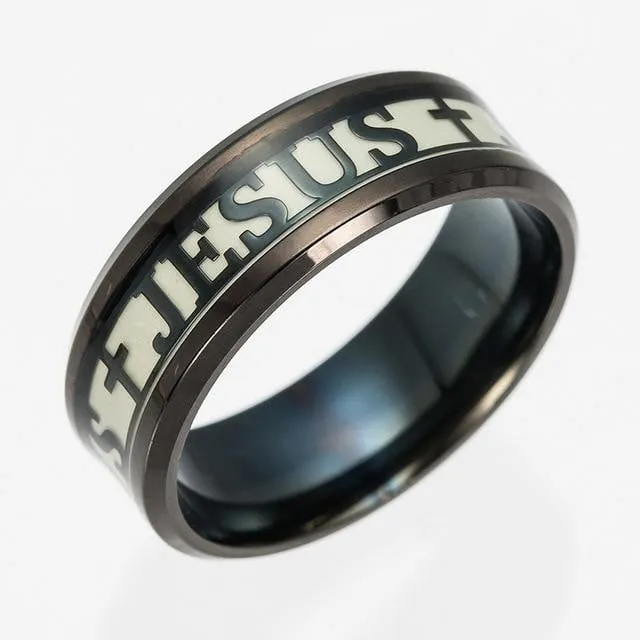 Stainless Steel Luminous Jesus Ring