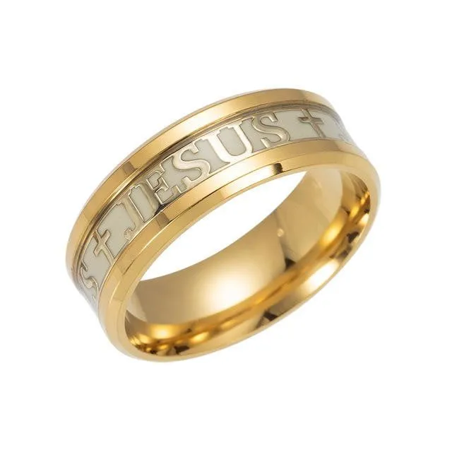 Stainless Steel Luminous Jesus Ring