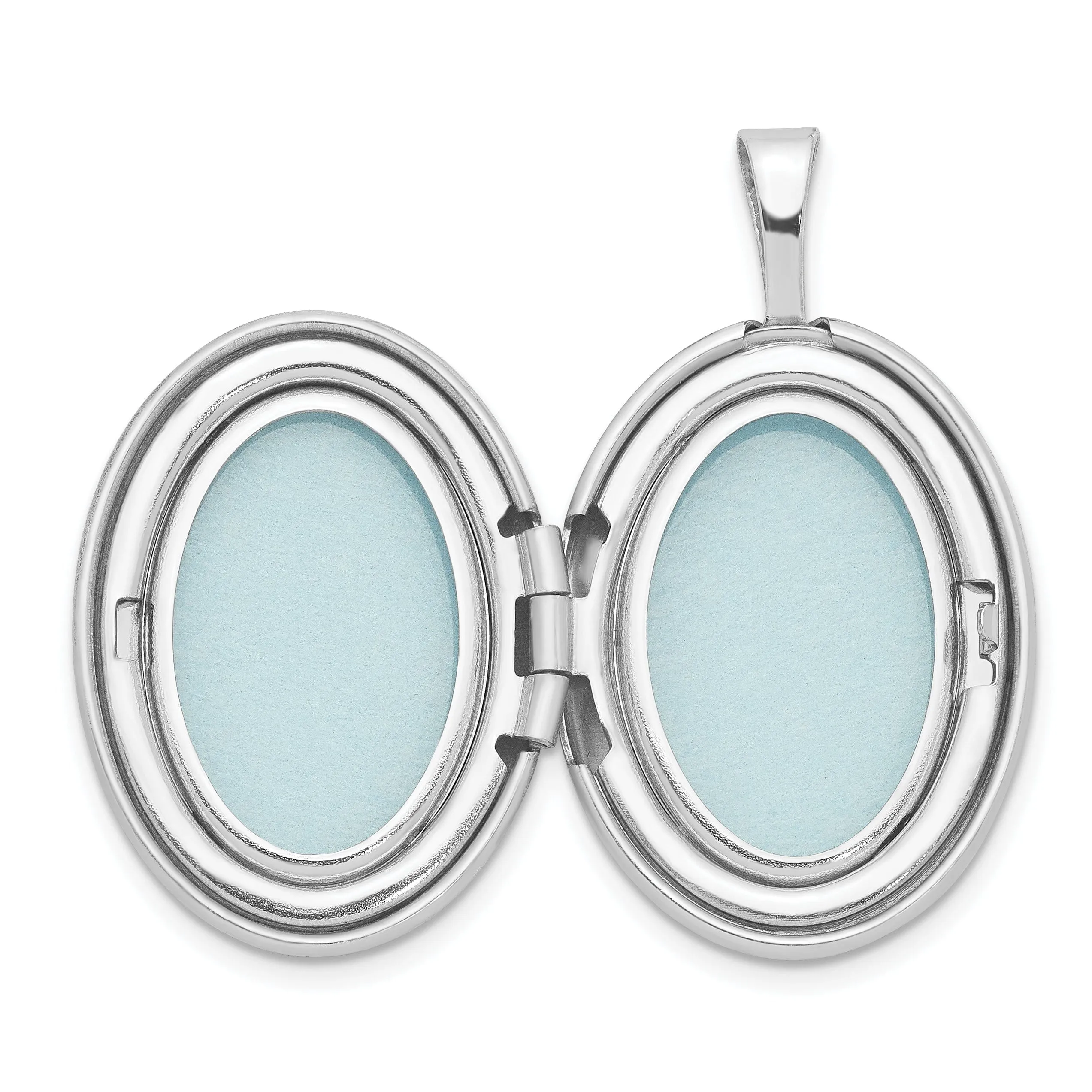 Sterling Silver 19mm Diamond Brushed and Polished Heart Oval Locket