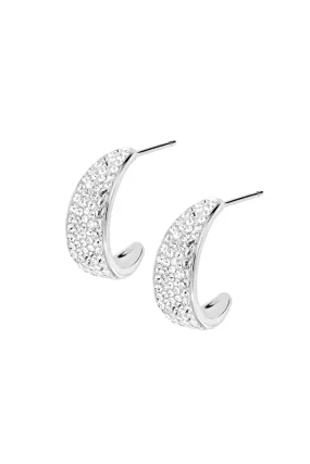 Sterling Silver Crystal Half Hoop Stud Earrings