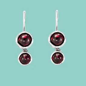 Sterling silver earrings, Garnet Earrings, drop earrings, Dangle earrings, Israeli designer jewelry