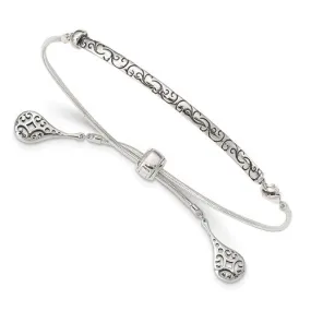 Sterling Silver Filigree Drops Adjustable Bolo Bracelet