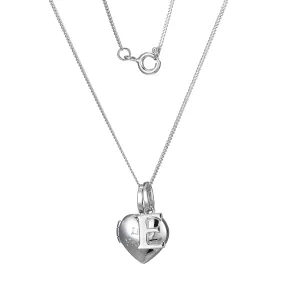 Sterling Silver Heart 40cm Locket & Initial E Children's Pendant