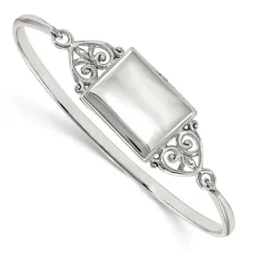 Sterling Silver Rectangular Locket Bangle Bracelet - Engravable