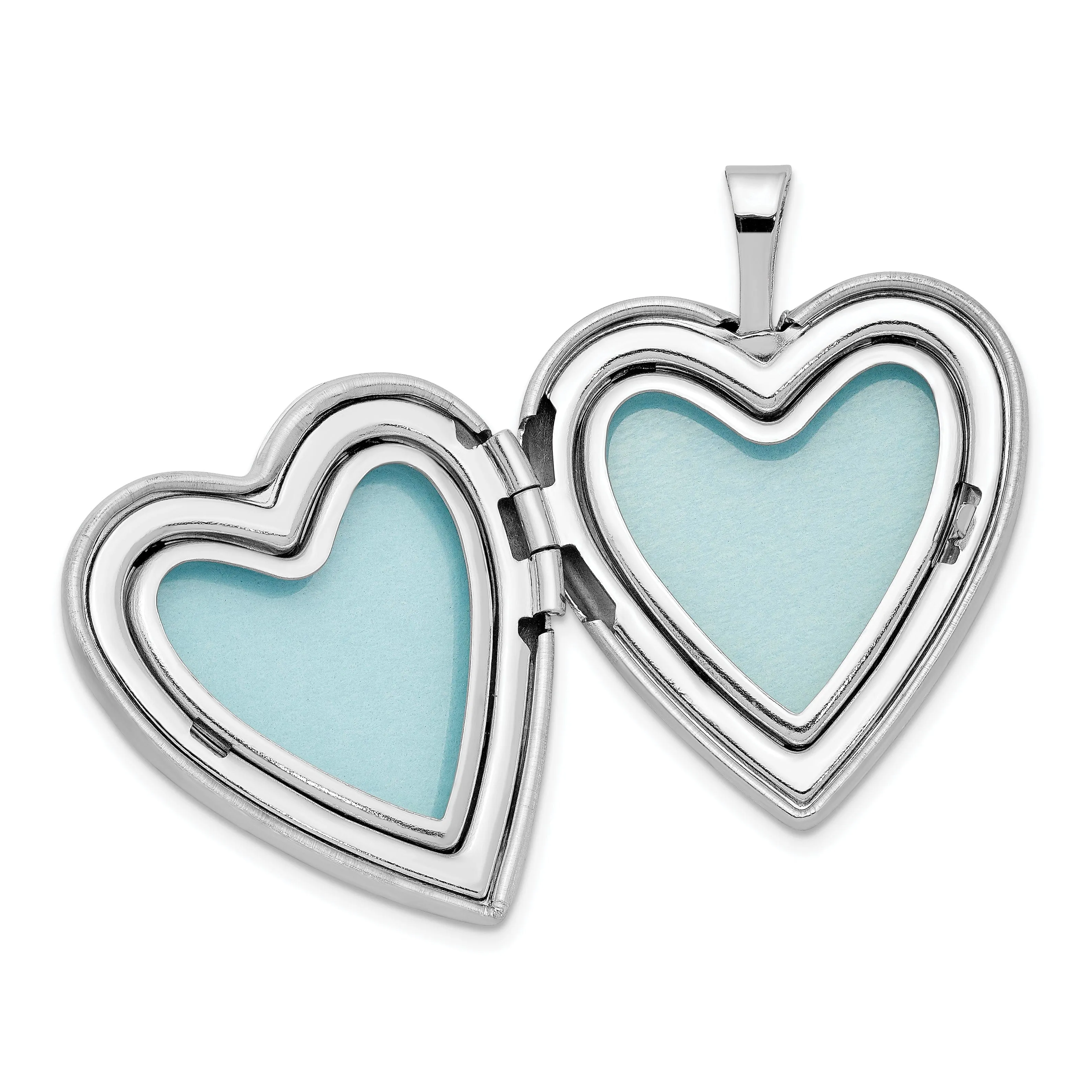 Sterling Silver Rhodium-plated Dia Satin/Polish In Memory Heart Locket