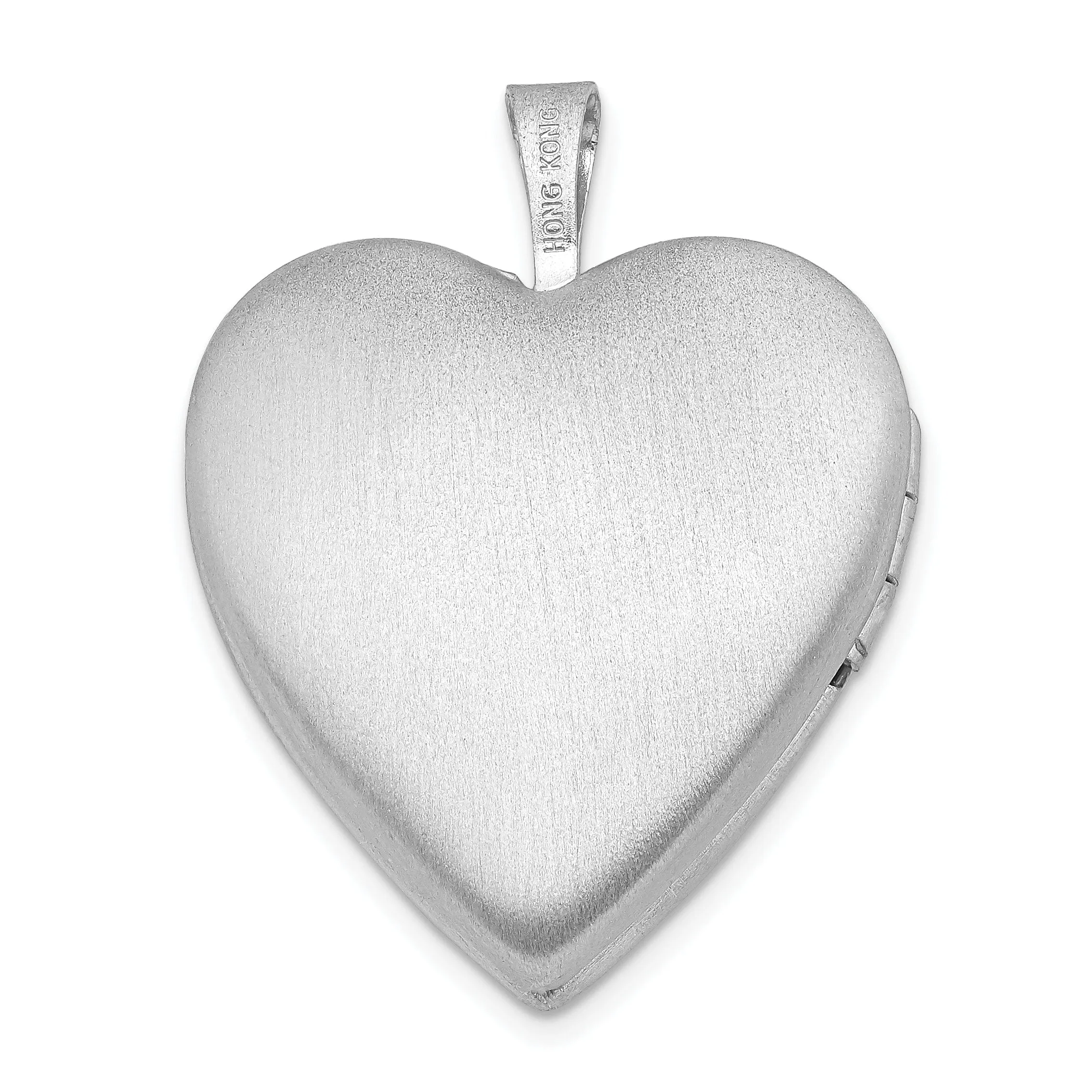 Sterling Silver Rhodium-plated Dia Satin/Polish In Memory Heart Locket