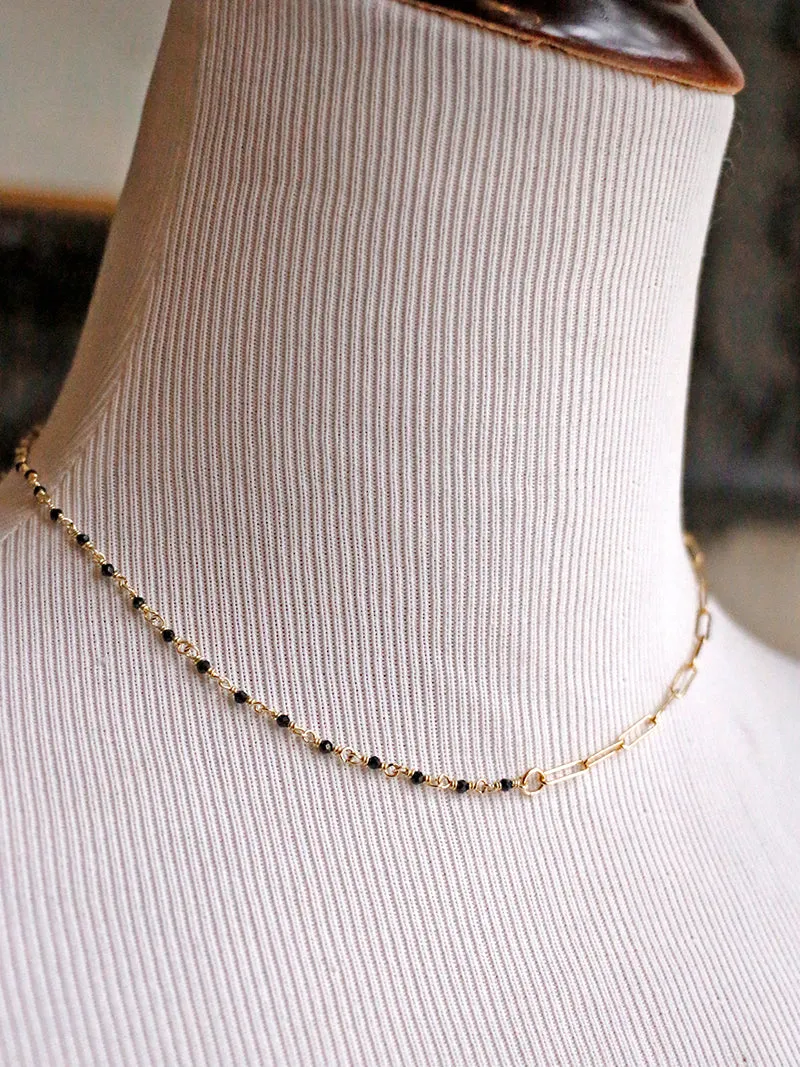 Susan Rifkin Tiny Wire Wrapped Spinel   Paperclip Necklace | Gold Filled