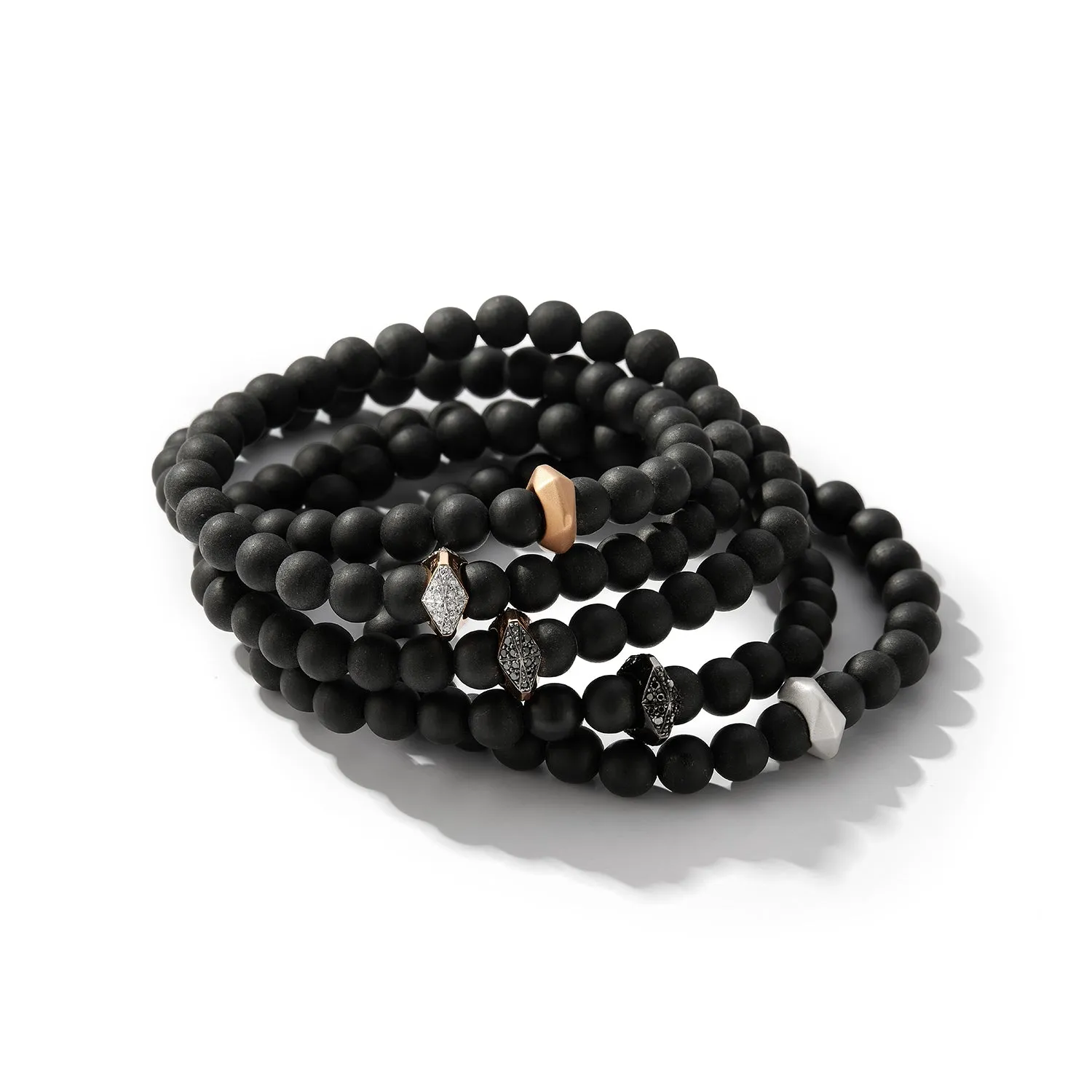 SYDNEY 18K BLACK GOLD, BLACK DIAMOND AND ONYX ORIGAMI BEADED BRACELET