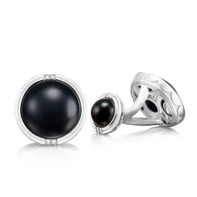 Tacori Round Cufflinks with Black Onyx in Sterling Silver