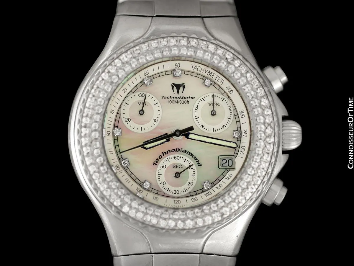 TechnoMarine TechnoDiamond Ladies Stainless Steel & Diamond Chronograph Watch - Owned & Worn By Olivia Newton-John