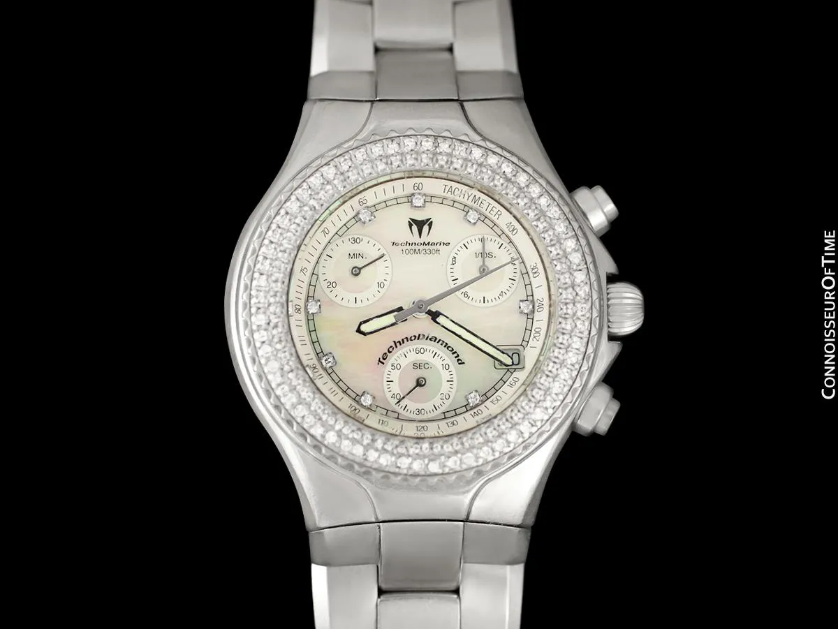 TechnoMarine TechnoDiamond Ladies Stainless Steel & Diamond Chronograph Watch - Owned & Worn By Olivia Newton-John