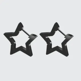 Techwear Stars Black Earrings