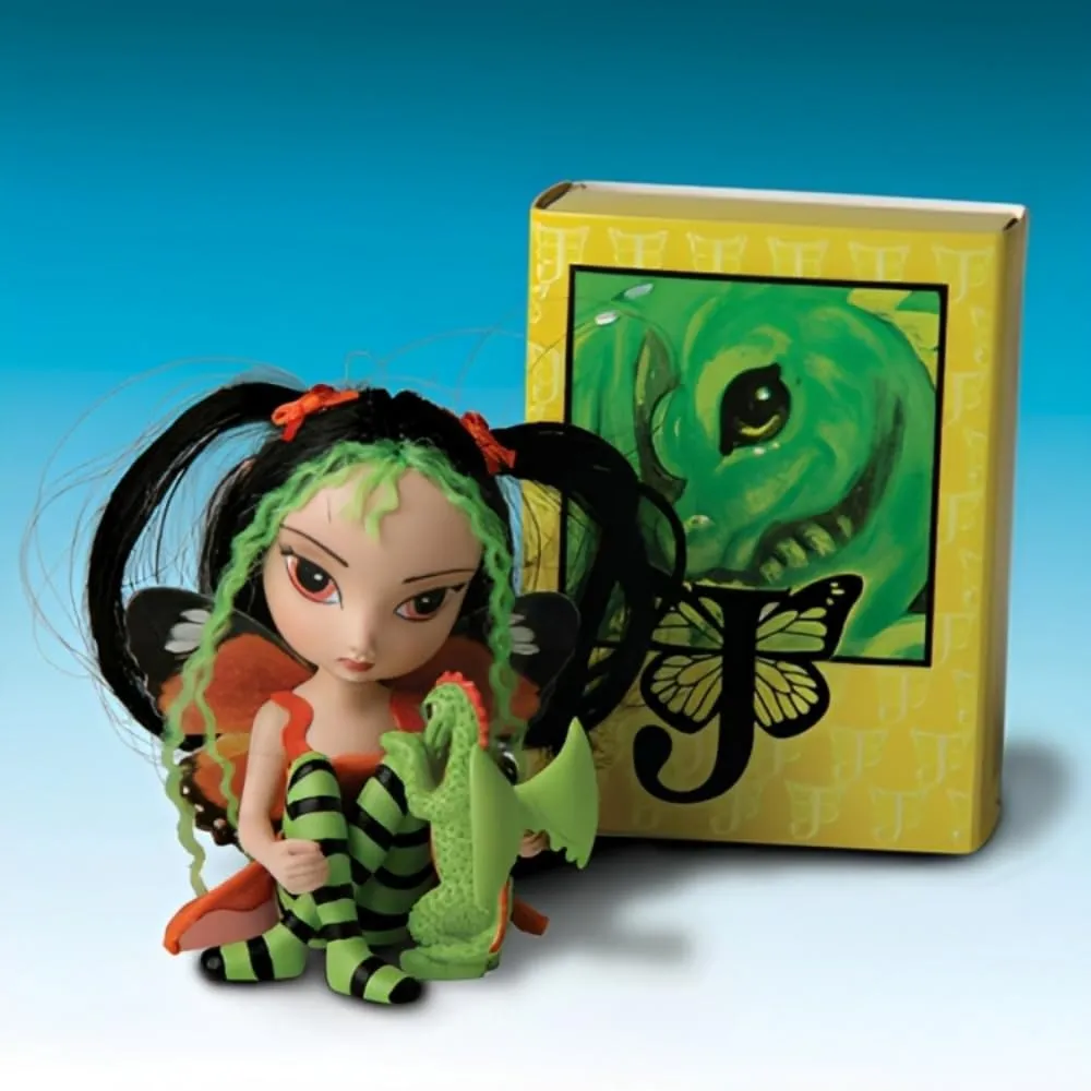 The Ashton-Drake Galleries The Dragonling Darlings Matchbox Collection Issue #4: "Onyx" Handcrafted Resin Figure with Fire Fairy Wings & Glitter Accents by Jasmine Becket-Griffith 3-Inches