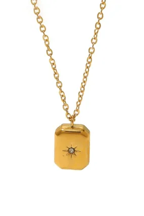 The Elena 18k Gold Plated Cubic Zirconia Square Pendant Necklace