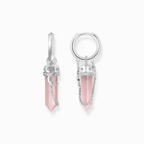 Thomas Sabo Silver Hexagonal Hoop Earring with Rose Quartz