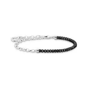 Thomas Sabo Sterling Silver Charmista Black Onyx Belcher 14-17cm Bracelet