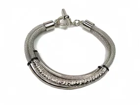 Three-Strand Mesh Bracelet with Textured Tubes