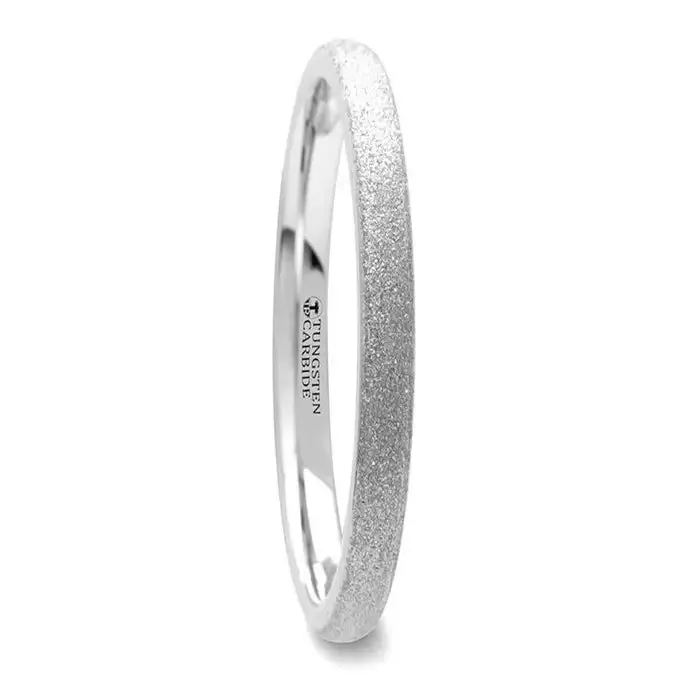 Tibor Domed Tungsten Carbide Ring With Sandblasted Crystalline Finish - 2mm - 8mm