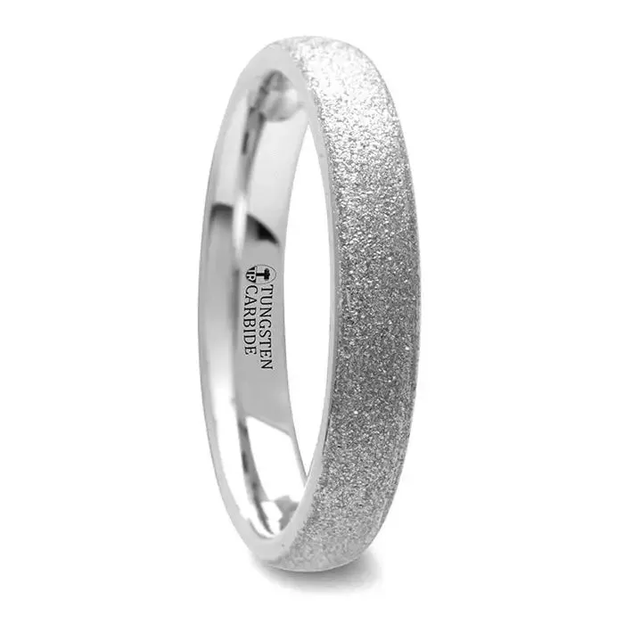 Tibor Domed Tungsten Carbide Ring With Sandblasted Crystalline Finish - 2mm - 8mm