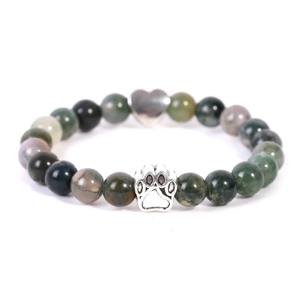 Tiger's Eye Indian Onyx Dog Paw Bracelet