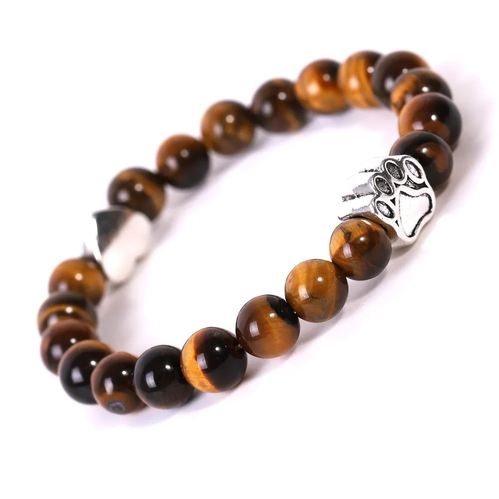 Tiger's Eye Indian Onyx Dog Paw Bracelet