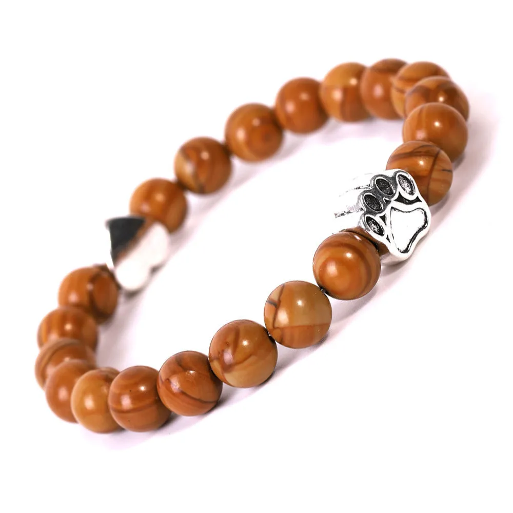 Tiger's Eye Indian Onyx Dog Paw Bracelet