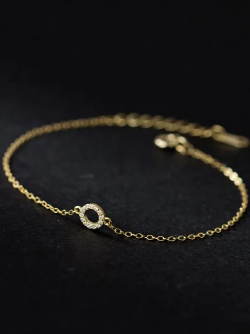 Tiny Open Circle Bracelet, Open Circle Diamond CZ 18k Gold Plated .925 Sterling Silver Hypo-allergenic Bracelet