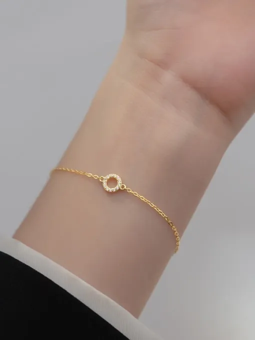 Tiny Open Circle Bracelet, Open Circle Diamond CZ 18k Gold Plated .925 Sterling Silver Hypo-allergenic Bracelet