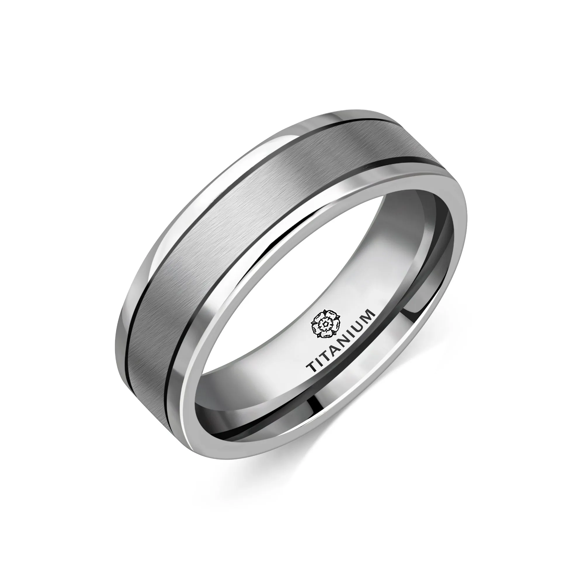 Titanium Flat Court Twin Finish Ring