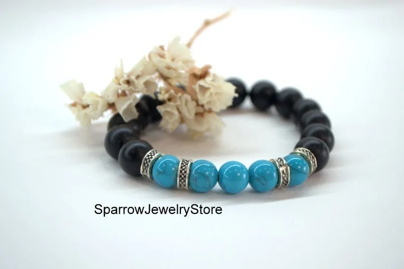 Turquoise handmade bracelet Energy balance bracelet Gemstone bead bracelets Personalized gifts Turquoise jewelry Handmade jewelry for her