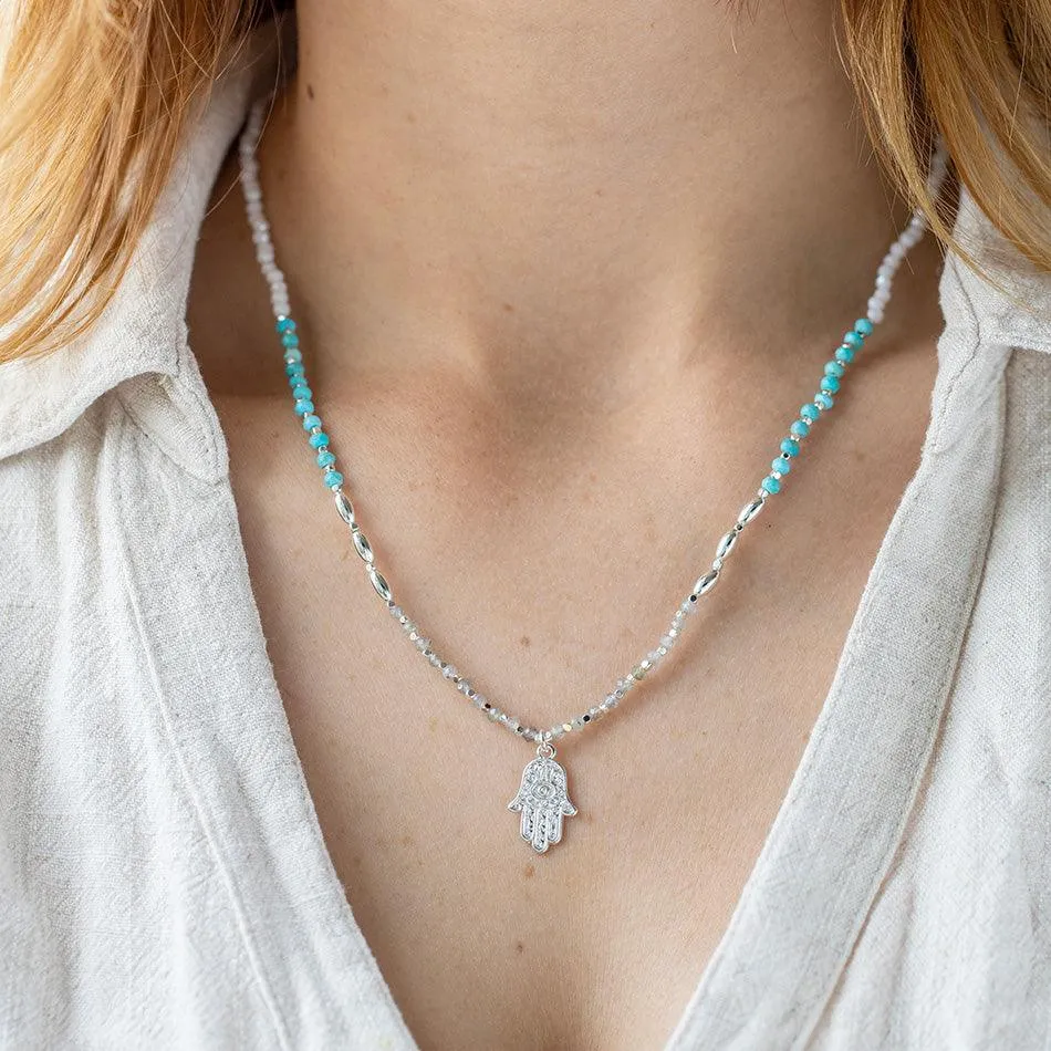 Turquoise Healing Hand Necklace