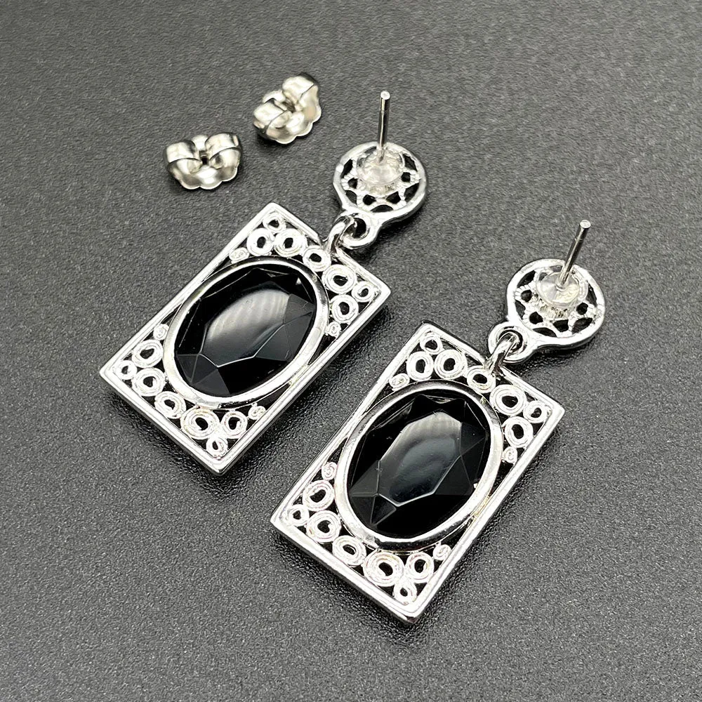 【USA輸入】ヴィンテージ EMMONS ブラックビジュー フィリグリー ピアス/Vintage EMMONS Black Bijou Filigree Post Earrings