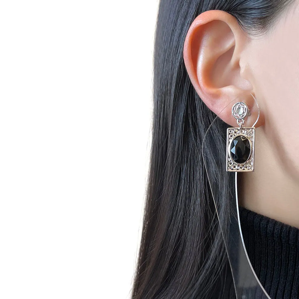 【USA輸入】ヴィンテージ EMMONS ブラックビジュー フィリグリー ピアス/Vintage EMMONS Black Bijou Filigree Post Earrings