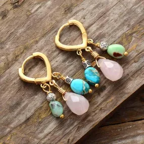 Vibrant Drop Mix Stones Earrings