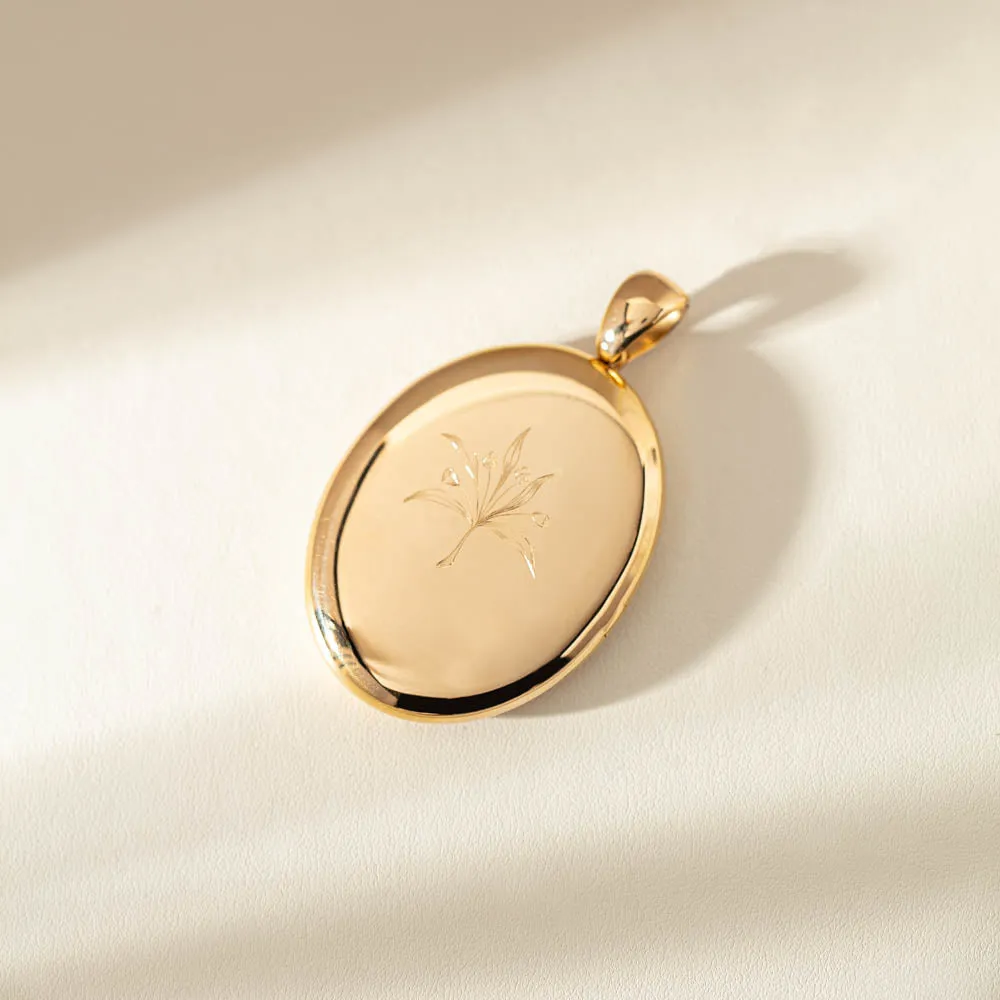 Vintage 17ct Yellow Gold Oval Locket