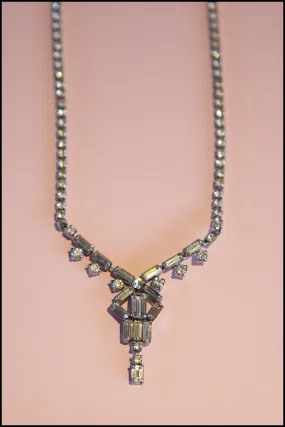 Vintage 1950s Rhinestone Crystal Art Deco Necklace